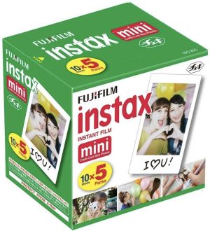 Fujifilm Instax Mini Instant Film, 10 Sheets×5 Pack Total 50 Shoots- דפי הדפסה למצלמה שמדפיסה מיידית